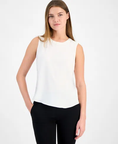 Anne Klein Women's Sleeveless Scoop-neck Blouse In White Dove