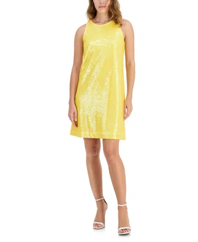 Anne Klein Women's Sleeveless Sequin Shift Dress In Tuscan Yel