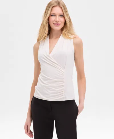 Anne Klein Women's Sleeveless Shirred Surplice Top