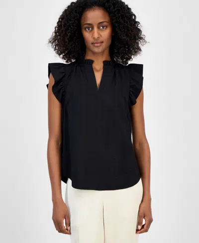 Anne Klein Women's Sleeveless Textured Ruffle Blouse