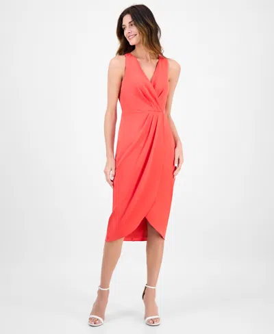 Anne Klein Women's Sleeveless Tulip-hem Midi Dress In Red