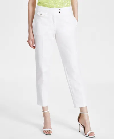 Anne Klein Women's Slim-fit Double-button Ankle Pants In Bright White