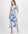 Anne Klein Women's Smocked Ruffled-strap Midi Dress
