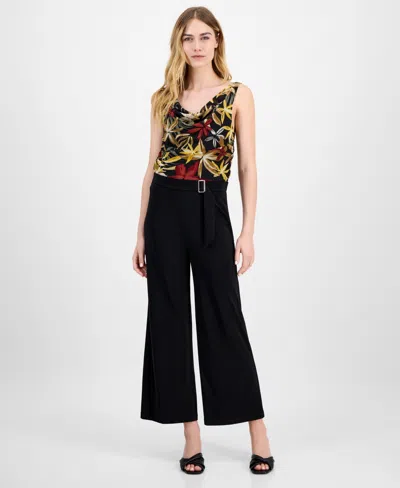 Anne Klein Women's Solid Cropped Pull-on Pallazo Pants
