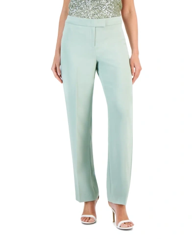 Anne Klein Women's Solid Mid-rise Bootleg Ankle Pants In Jade Stone