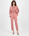 Anne Klein Women's Solid Straight-leg Stretch Twill Ankle Pants In Pink