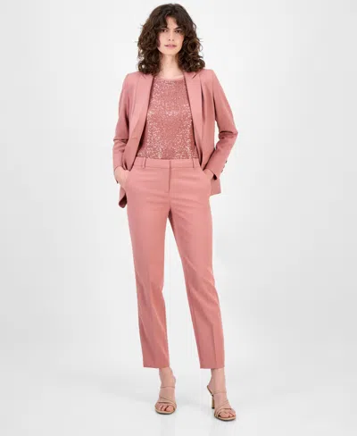 Anne Klein Women's Solid Straight-leg Stretch Twill Ankle Pants In Pink