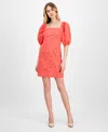Anne Klein Cotton Eyelet Minidress In Pink