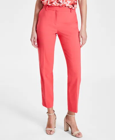 Anne Klein Women's Straight-leg Mid-rise Pants, Created For Macy's In Red Pear