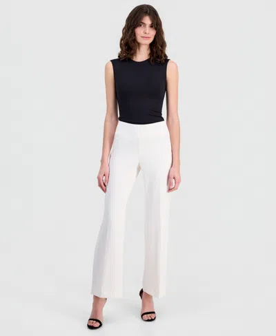 Anne Klein Women's Stretch Crepe High-rise Wide-leg Pull On Pants In White