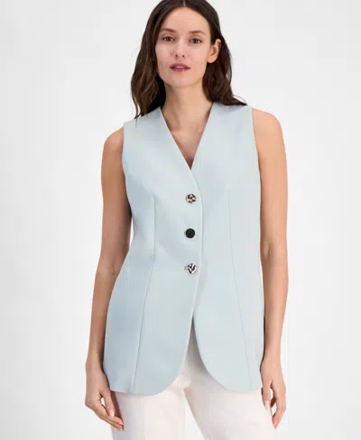 Anne Klein Women's Stretch Sleeveless V-neck Vest In Soft Aloe