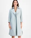 Anne Klein Womens Sleeveless V Neck Slit Hem Dress Stretch Wide Collar Open Front Long Jacket In Soft Aloe
