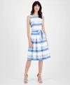 ANNE KLEIN WOMEN'S STRIPED SLEEVELESS TIE-WAIST FIT & FLARE DRESS