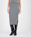 Anne Klein Women's Sweater-knit Skirt Side-slit Midi Skirt In Black,white