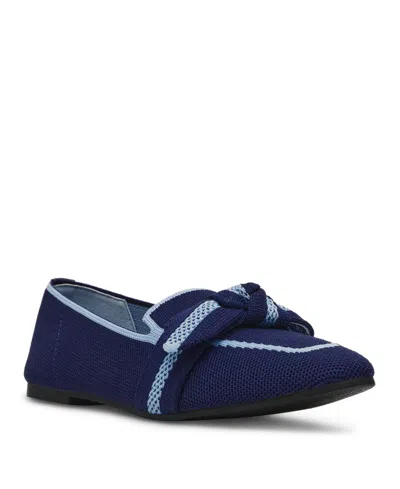 Anne Klein Women's Tanya Bow Knit Slip On Loafers In Navy Blue