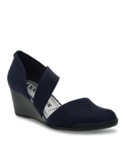 Anne Klein Women's Tara Sport Asymmetrical Wedges In Navy