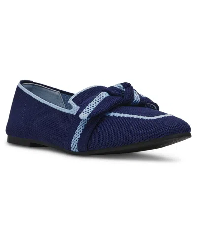 Anne Klein Women's Teryn Knit Knotted Bow Loafers In Navy/blue