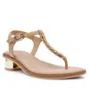 Anne Klein Women's Tessa T Strap Chain Block Heel Dress Sandals In Biscotti
