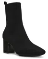 Anne Klein Tessel Knit Block Heel Bootie In Black Knit
