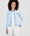 Anne Klein Women's Textured Knit Button-front Cardigan In Blue