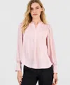 Anne Klein Women's Textured Satin Split-neck Blouse In Pink