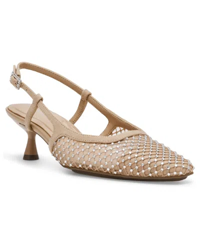 Anne Klein Women's Thia Rhinestone Mesh Slingback Pumps In Nude Crystal