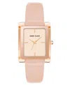Anne Klein Women's Three-hand Quartz Blush Genuine Leather Strap Watch, 32mm In Rose Gold-tone,blush Pink