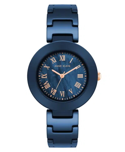 Anne Klein Women's Three-hand Quartz Navy Ceramic Bracelet Watch, 24.5mm