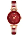 Anne Klein Women's Three Hand Quartz Rose Gold-tone Alloy And Burgundy Enamel Bangle Watch, 28mm In Rose Gold-tone,burgundy