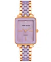 Anne Klein Women's Three Hand Quartz Rose Gold-tone Alloy And Lavender Ceramic Link Bracelet Watch, 32mm In Rose Gold-tone,lavender