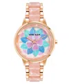 Anne Klein Women's Three-hand Quartz Rose Gold-tone Alloy With Pink Resin Bracelet Watch, 37mm In Rose Gold-tone,pink