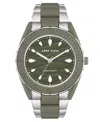 Anne Klein Women's Three-hand Quartz Silver-tone And Olive Green Solar Oceanwork Plastic Bracelet Watch, 38.5mm In Silver-tone,olive Green