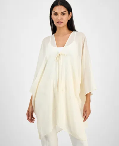Anne Klein Women's Tie-front Kimono Top In White