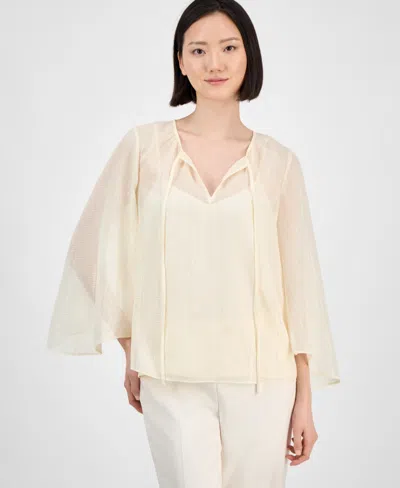Anne Klein Women's Tie-neck Blouse In Neutral