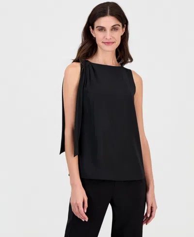 Anne Klein Women's Tie-shoulder Sleeveless Blouse In Anne Black