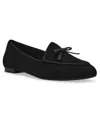 Anne Klein Women's Town Bow Pointed Toe Loafers In Black Suede