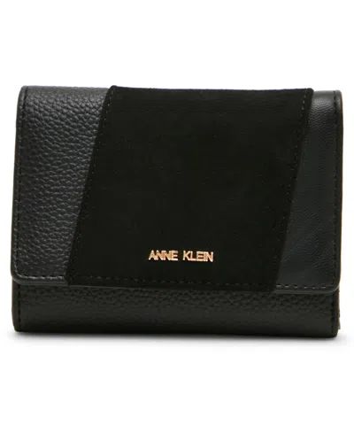 Anne Klein Women's Trifold Flap Polyurethane Wallet In Black