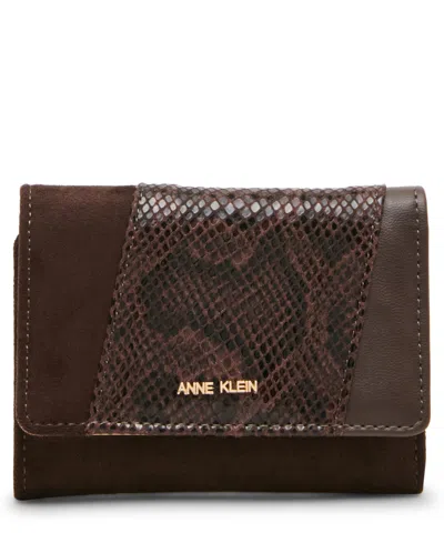 Anne Klein Women's Trifold Flap Polyurethane Wallet In Brown