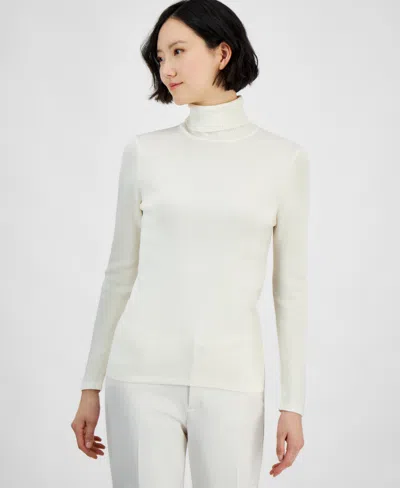 Anne Klein Women's Turtleneck Long-sleeve Sweater In Anne White