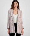 Anne Klein Tweed Double Breasted Jacket In Anne White Multi