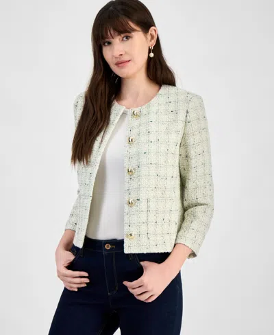 Anne Klein Women's Tweed Jacket In White Dove Multi
