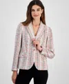 Anne Klein Tweed One-button Jacket In Anne White Multi