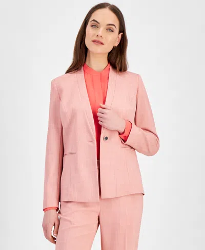 Anne Klein Women's Twill Faux-lapel One-button Jacket In Pink