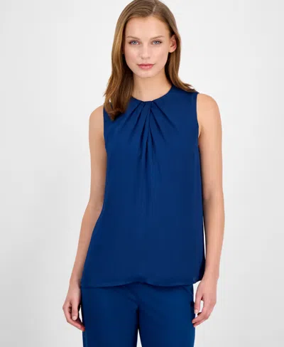 Anne Klein Women's Twist-neck Sleeveless Top In Blue