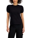 Anne Klein Plus Size Harmony Lace Applique Top In Anne Black