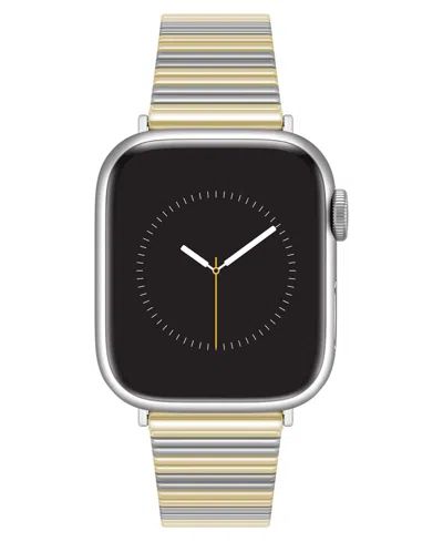 Anne Klein Women's Two-tone Stainless Steel Ribbed Bracelet Designed For 38/40/41mm Apple Watch In Black