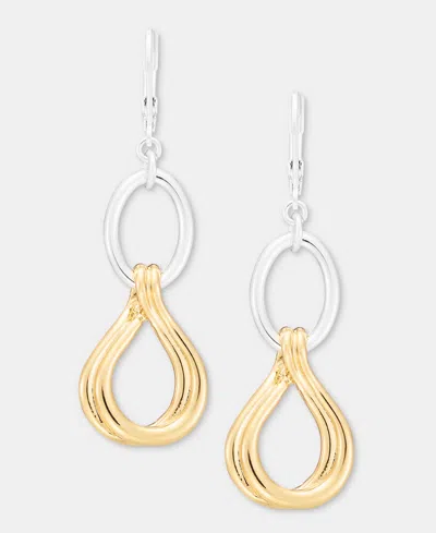 Anne Klein Women's Two-tone Twisted & Interlock Linear Dangle Earrings In Gold