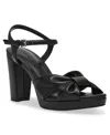Anne Klein Velia Ankle Strap Platform Sandal In Black Smooth