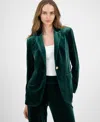 Anne Klein Women's Velvet One-button Notch-collar Jacket In Green