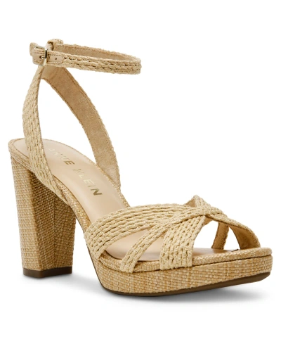 Anne Klein Women's Verve Block Heel Dress Sandals In Raffia